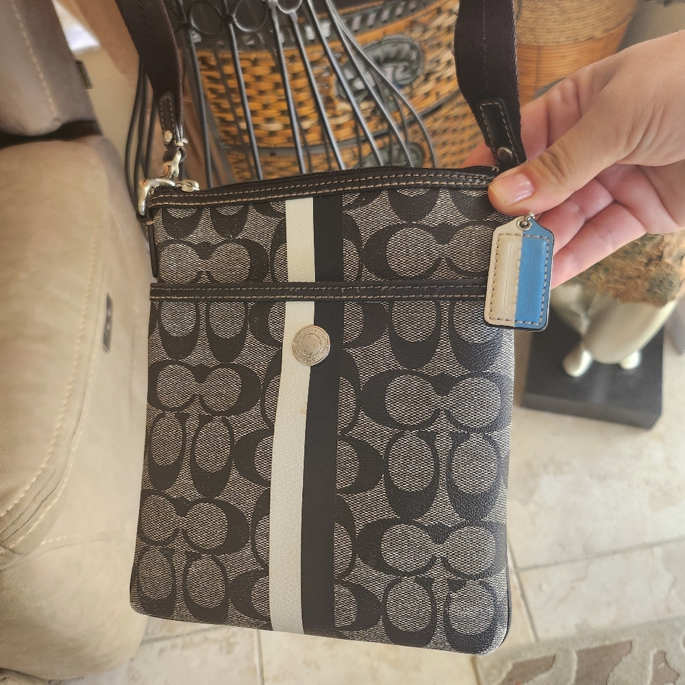Coach Signature Crossbody Bag in Black and White